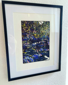 Gravure de Jean-Yves Boisleve exposé au concept store L'Échappée Belle à Quimperlé.