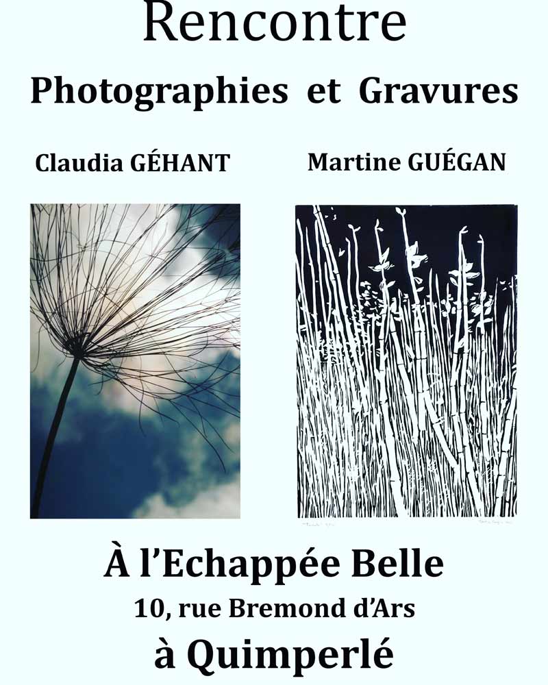 Rencontre photosgraphies et gravures - Claudia Géhant et Martine Guégan exposent à L'Échappée Belle à Quimperlé en juillet 2022