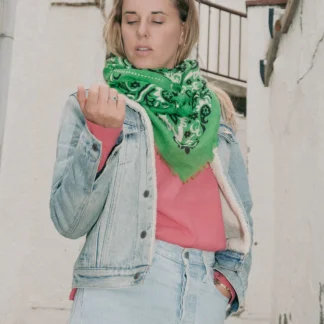 Foulard bandana vert - maison Lecomte Flament