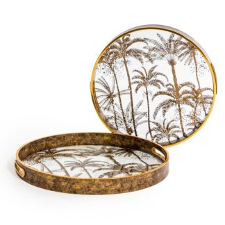 Plateau de service palmier doré